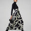 Gail Silk Twill Printed Maxi Skirt in Black