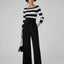 Heidi Slash Neck Knitted Jumper Merino Wool in Navy