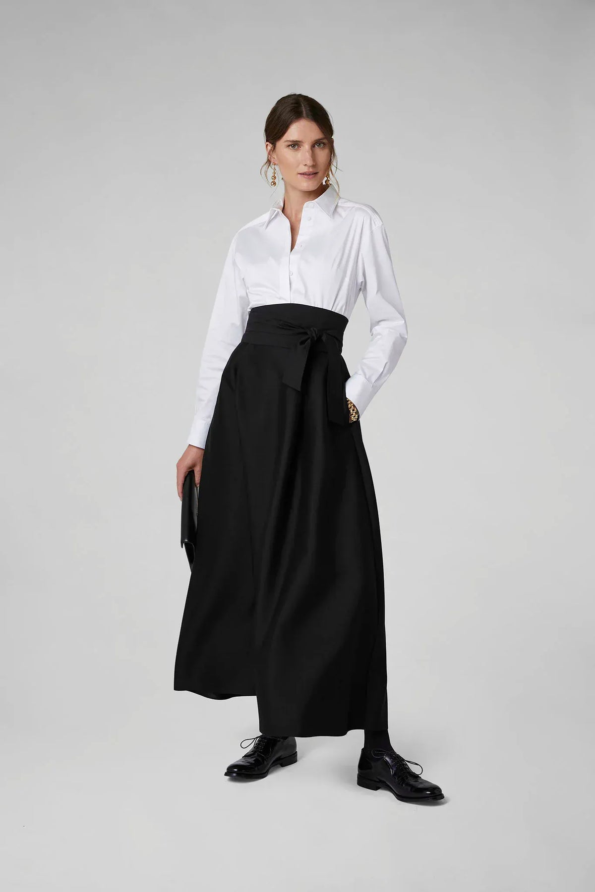 Gwen Wool Silk Skirt in Red