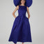 Harper Slash Neck Cotton Sleeveless Dress in Blue