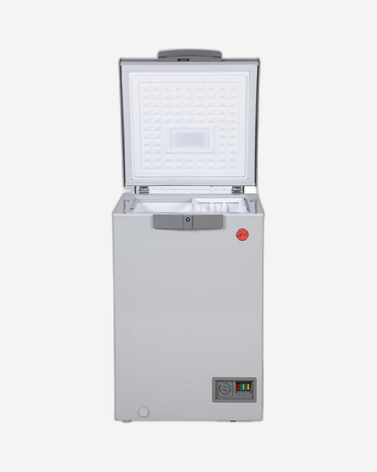 فريزر هوفر ١٣٣ لتر بباب واحد، تبريد منخفض، درجة حرارة قابلة للتحويل، إضاءة LED، ضمان لمدة عام، لون رمادي - HCF-K133-GR