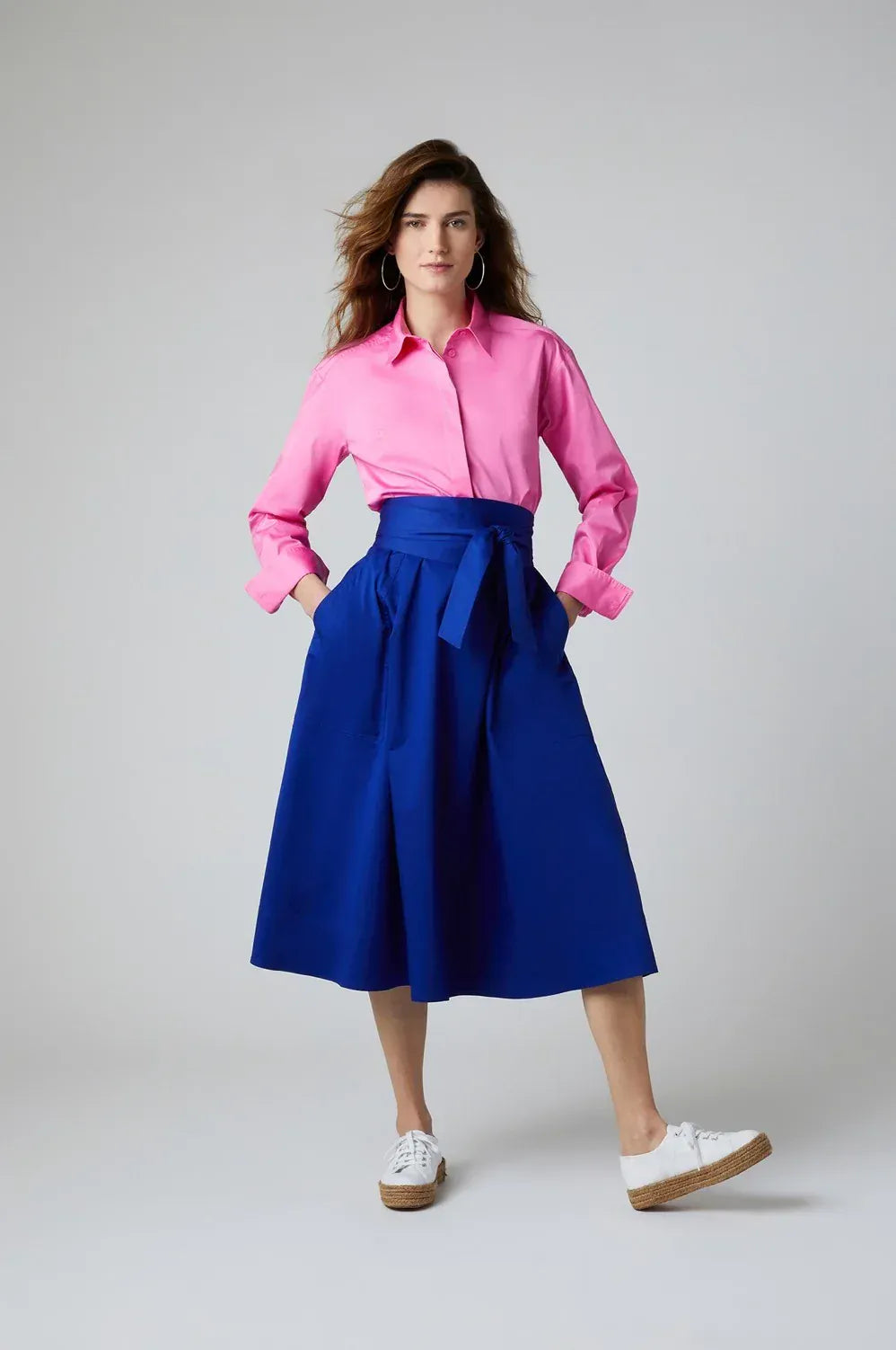 Fran Button Through Cotton Shirt in Pink