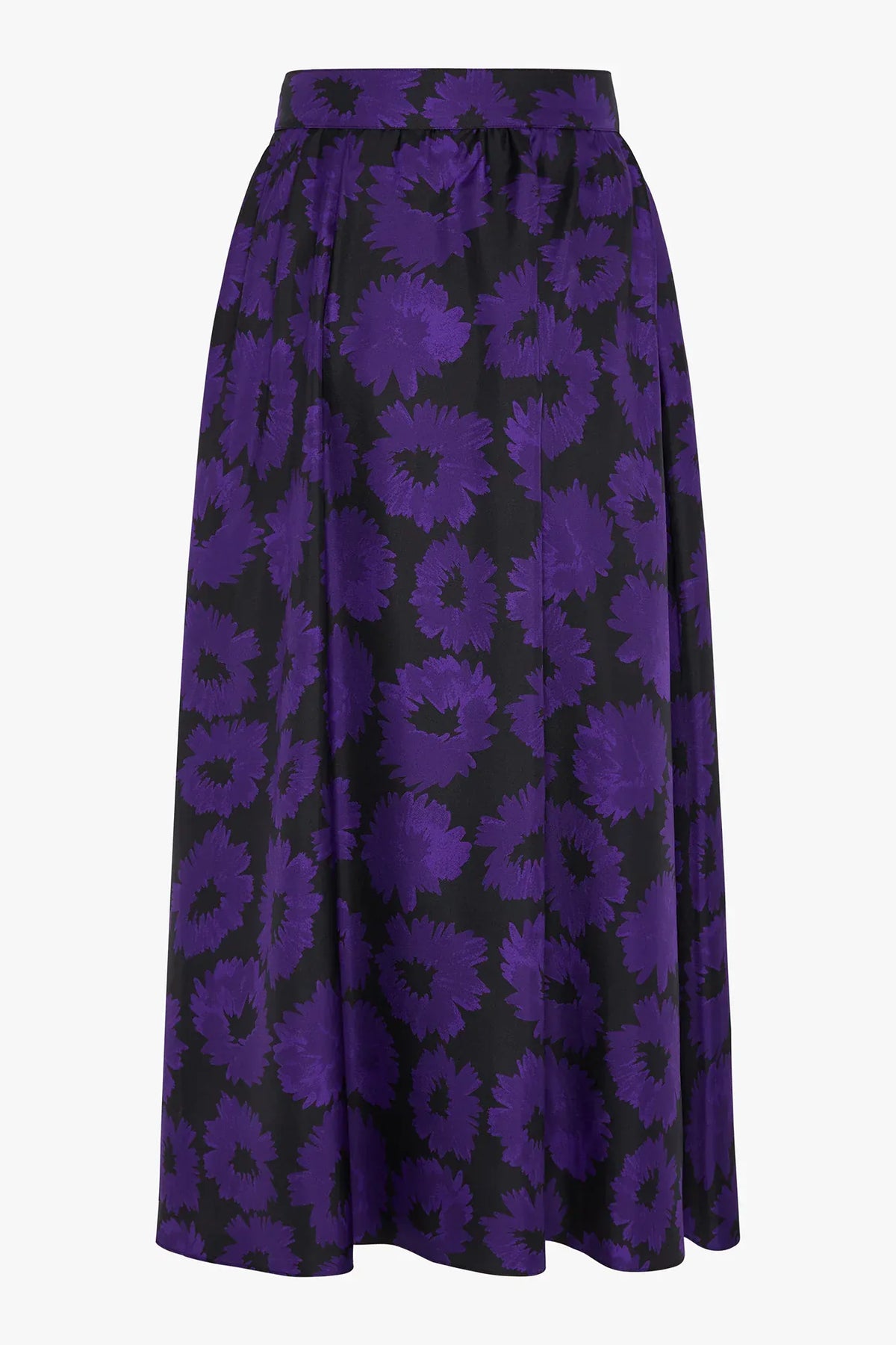 Isabella Silk Twill Printed Maxi Skirt in Purple