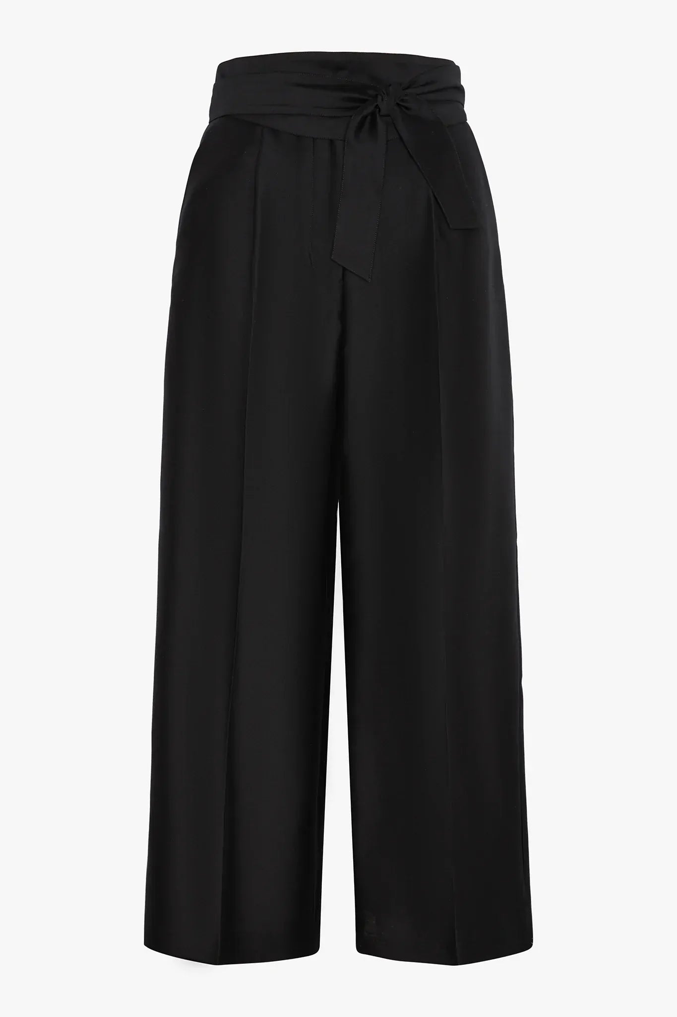 Imogen Wool Silk Wide Leg Trousers in Black