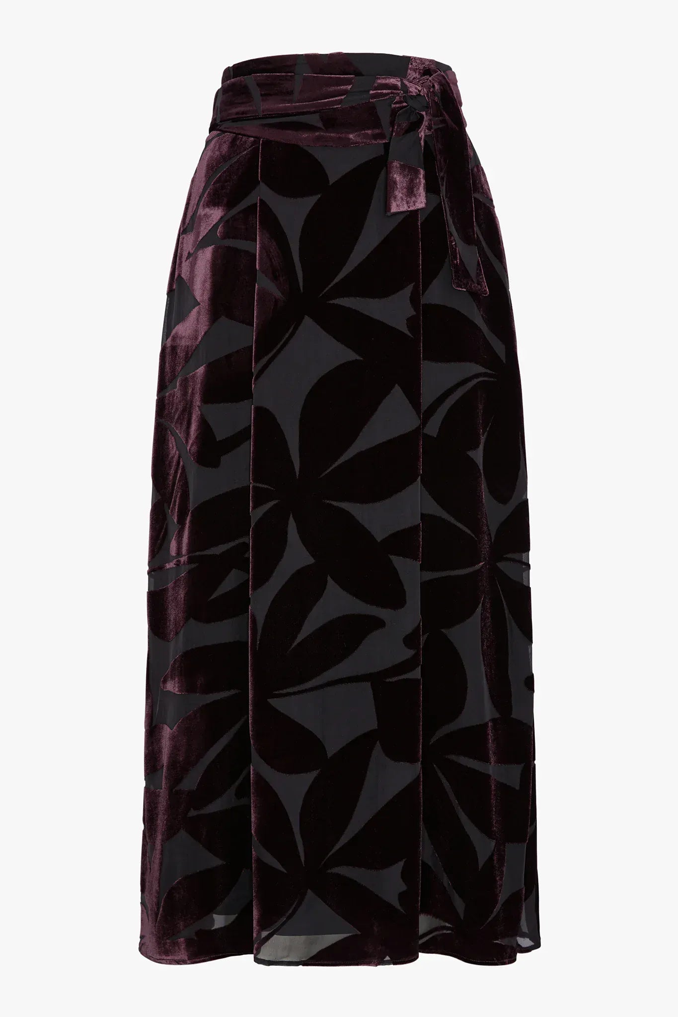 Idalia Velvet Burn Out Maxi Skirt in Berry Floral