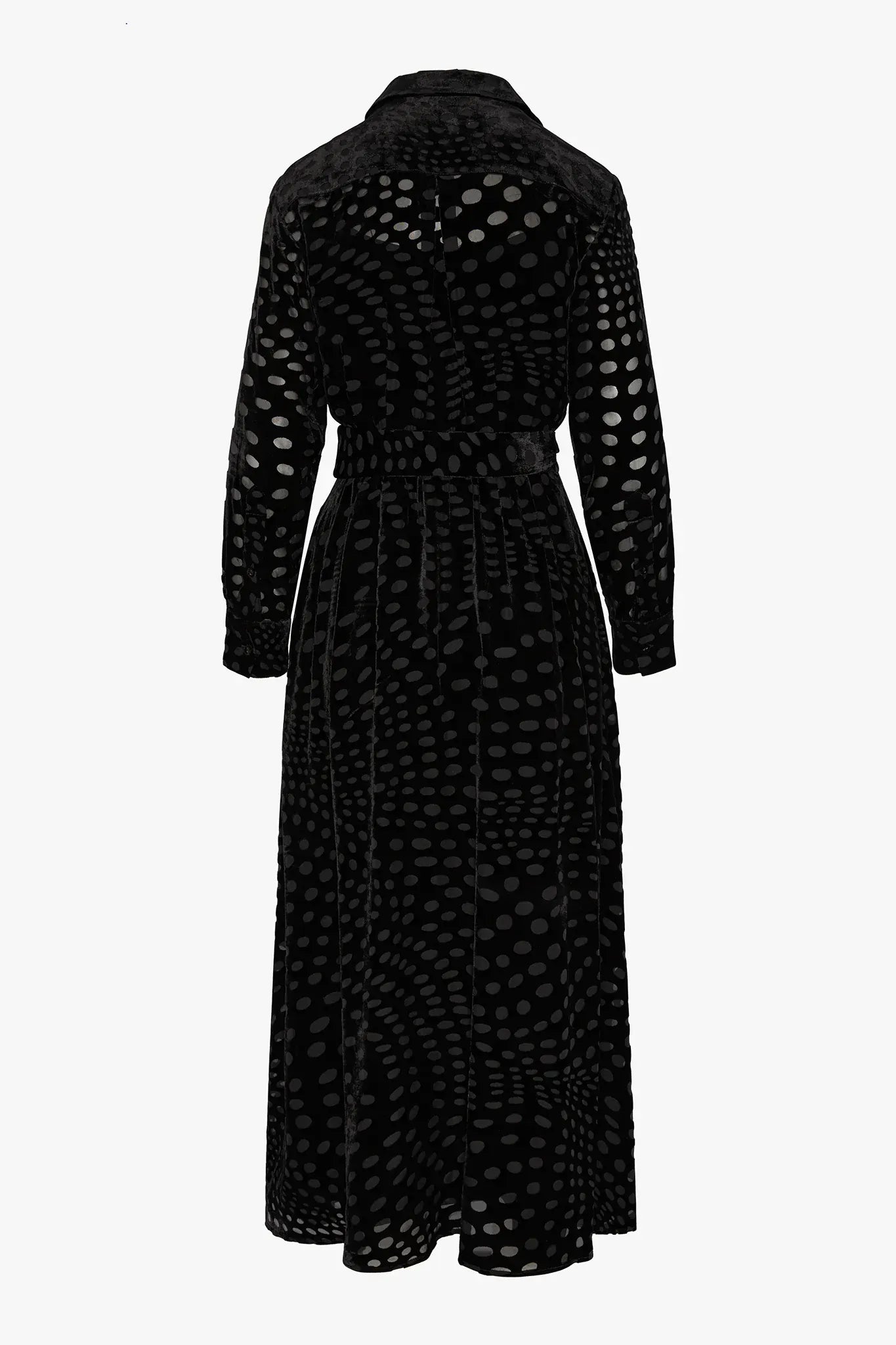 Isabel Velvet Devoré Shirt Dress in Black