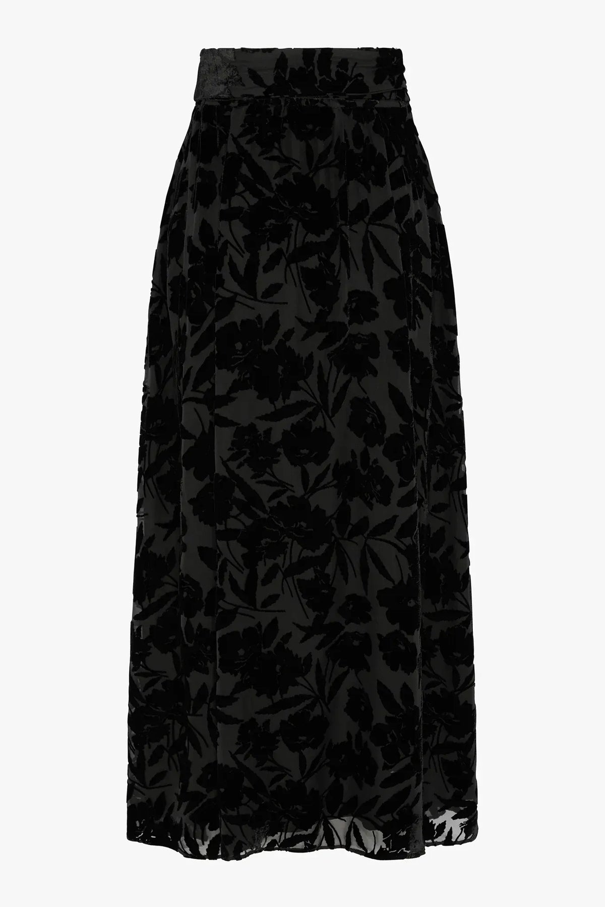 Idalia Velvet Burn Out Skirt in Black Floral