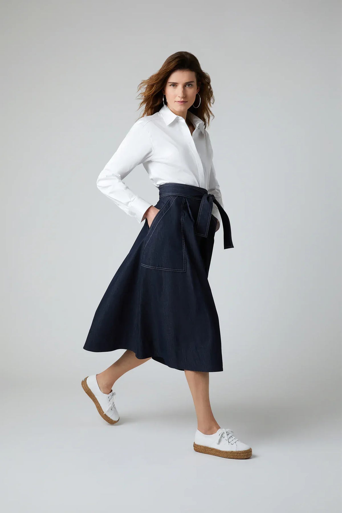 Faye Full Skirt in Denim