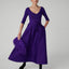 India V Neck Knitted Merino Cotton Top in Violet