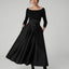 Ida Wool Silk Inverted Pleat Skirt in Black