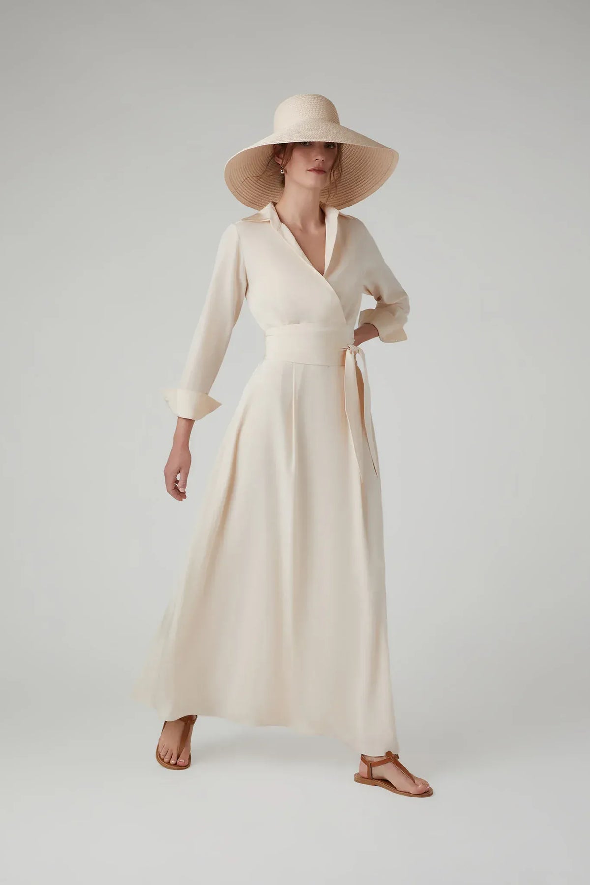 Hortensia Silk Wrap Dress with Slip in Blush