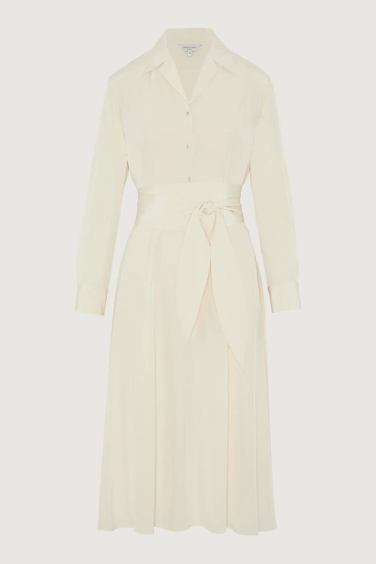 Filomena Silk Full Skirt Shirt Dress in Cream