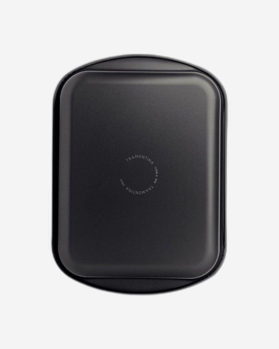 صينية تحميص عميقة من الألومنيوم من ترامونتينا برازيل، مطلية من الداخل والخارج بطبقة ستارفلون ماكس غير لاصقة، لون جرافيت، 22 سم، 1.9 لتر