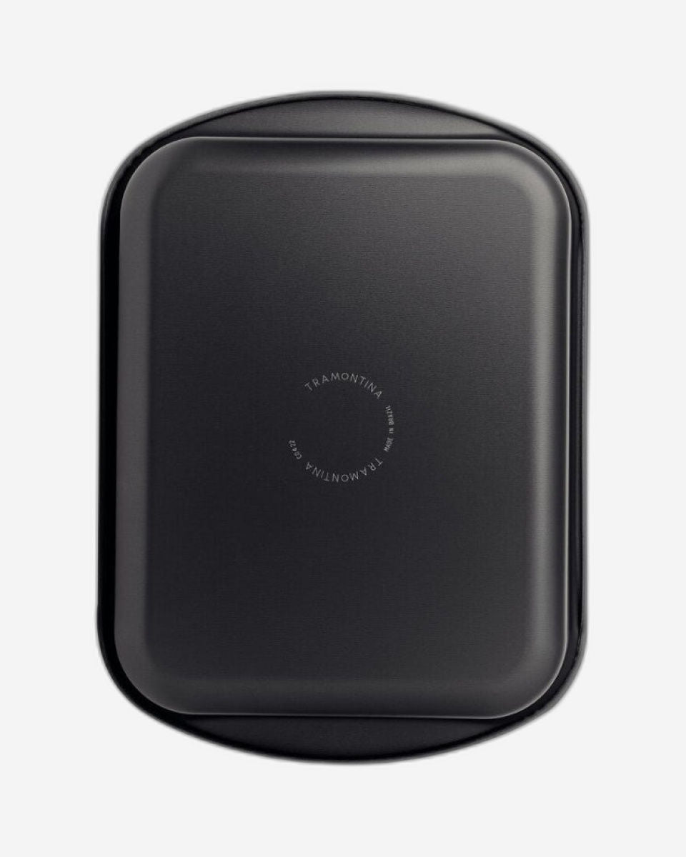 صينية تحميص عميقة من الألومنيوم من ترامونتينا برازيل، مطلية من الداخل والخارج بطبقة ستارفلون ماكس غير لاصقة، لون جرافيت، 28 سم، 3.3 لتر