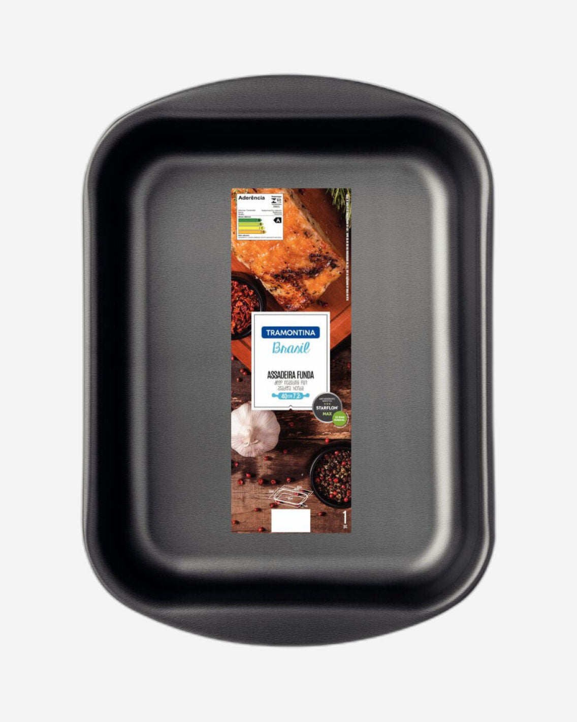 مقلاة تحميص عميقة من الألومنيوم من ترامونتينا برازيل مع طبقة ستارفلون ماكس غير لاصقة داخلية وخارجية من الجرافيت، 40 سم، 7.2 لتر