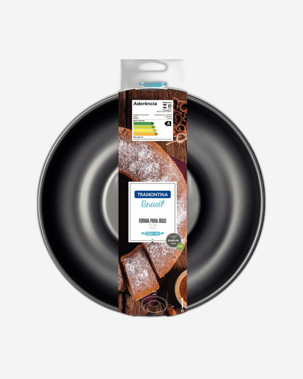قالب كيك ترامونتينا برازيل المصنوع من الألومنيوم، مطلي داخليًا وخارجيًا بطبقة ستارفلون ماكس غير لاصقة، لون جرافيت، 24 سم، 1.4 لتر