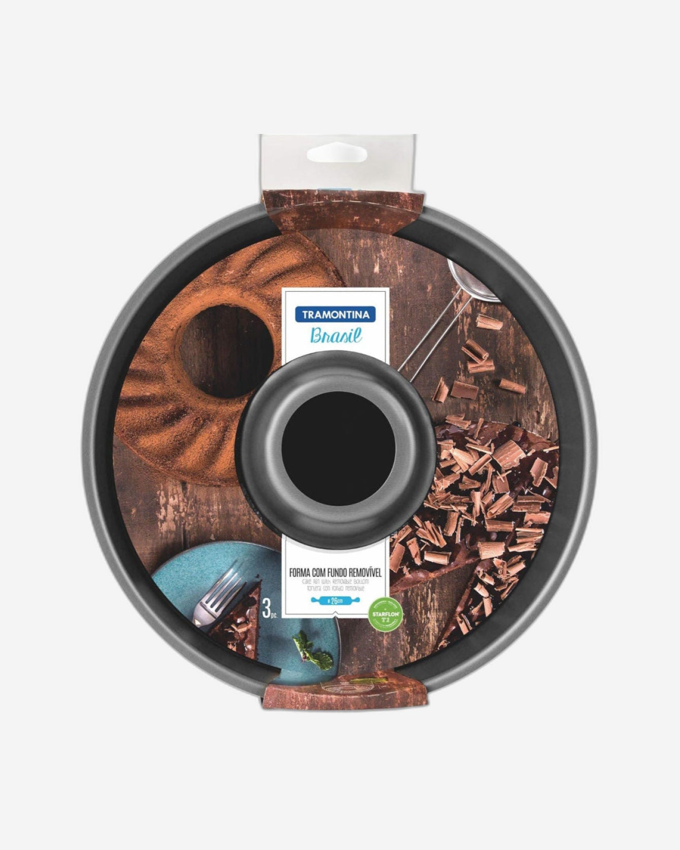 قالب كيك ترامونتينا برازيل من الألومنيوم الجرافيتي مقاس 26 سم مع قاعدة قابلة للإزالة وطلاء ستارفلون ماكس غير لاصق خالٍ من حمض بيرفلورو الأوكتانويك (PFOA)