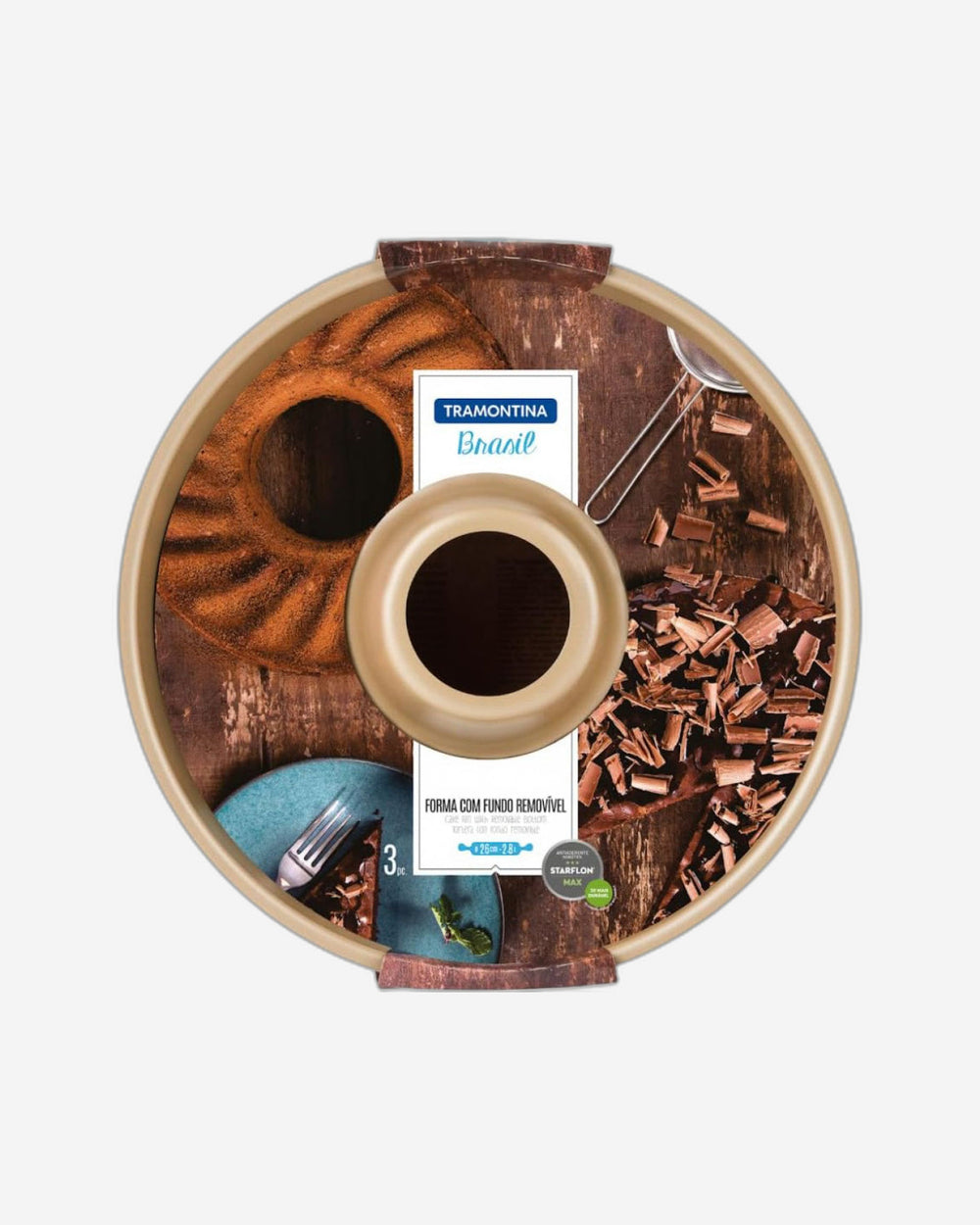قالب كيك ترامونتينا برازيل من الألومنيوم الجرافيتي مقاس 26 سم مع قاعدة قابلة للإزالة وطلاء ستارفلون ماكس غير لاصق خالٍ من حمض بيرفلورو الأوكتانويك (PFOA)