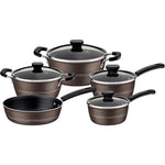 Tramontina Brazil  Sicilia 9 Pieces Hazelnut Aluminum Cookware Set with Interior and Exterior Starflon Excellent PFOA Free Nonstick Coating