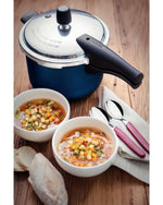 طنجرة ضغط ترامونتينا برازيل فانكوفر 20 سم 4.5 لتر من الألومنيوم الأزرق سهلة التنظيف من الداخل والخارج، طلاء ستارفلون ماكس غير لاصق خالٍ من حمض بيرفلورو الأوكتانويك (PFOA)