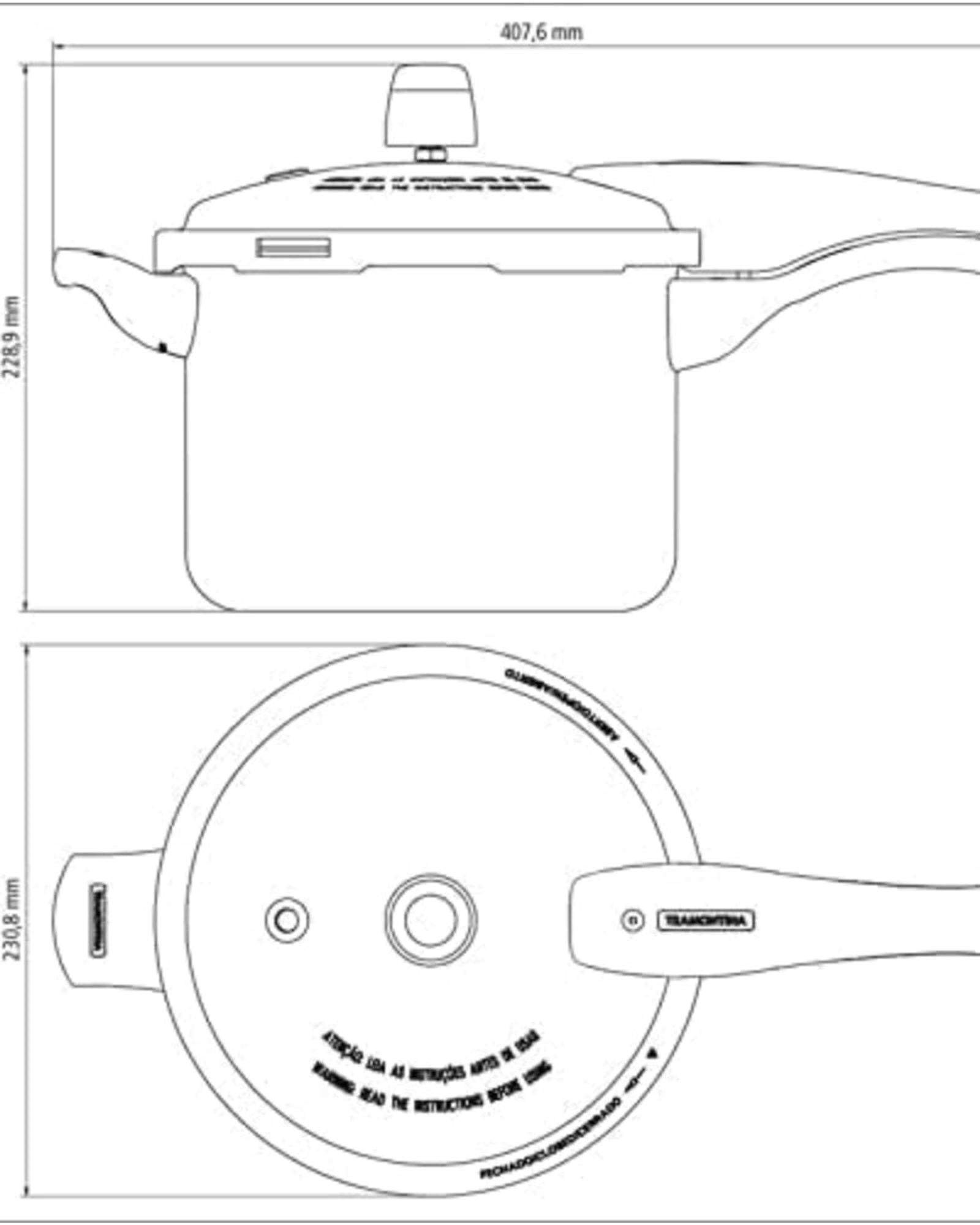 طنجرة ضغط ترامونتينا برازيل فانكوفر 20 سم 4.5 لتر من الألومنيوم الأزرق سهلة التنظيف من الداخل والخارج، طلاء ستارفلون ماكس غير لاصق خالٍ من حمض بيرفلورو الأوكتانويك (PFOA)