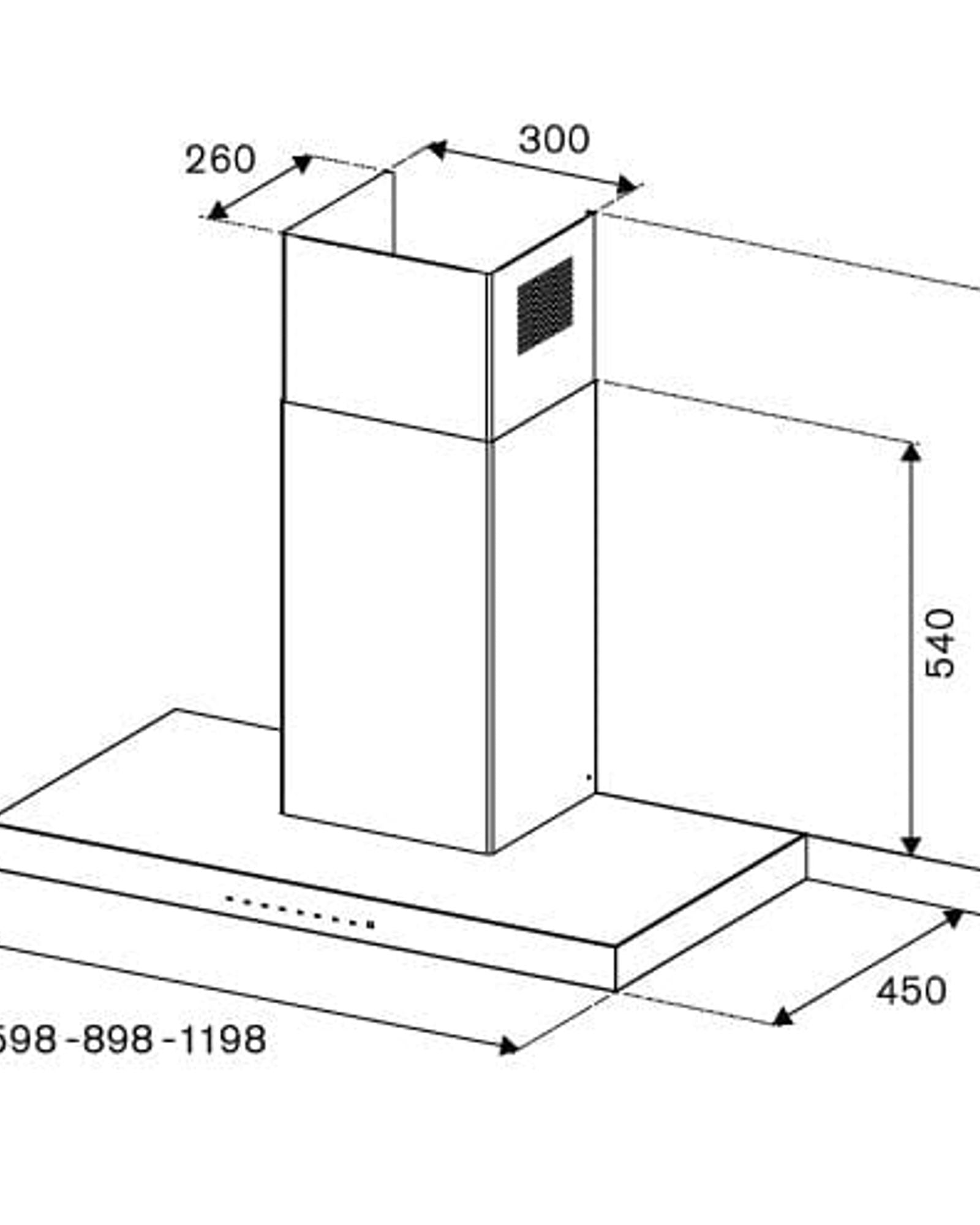 شفاط بيرتازوني 120 سم مثبت على الحائط