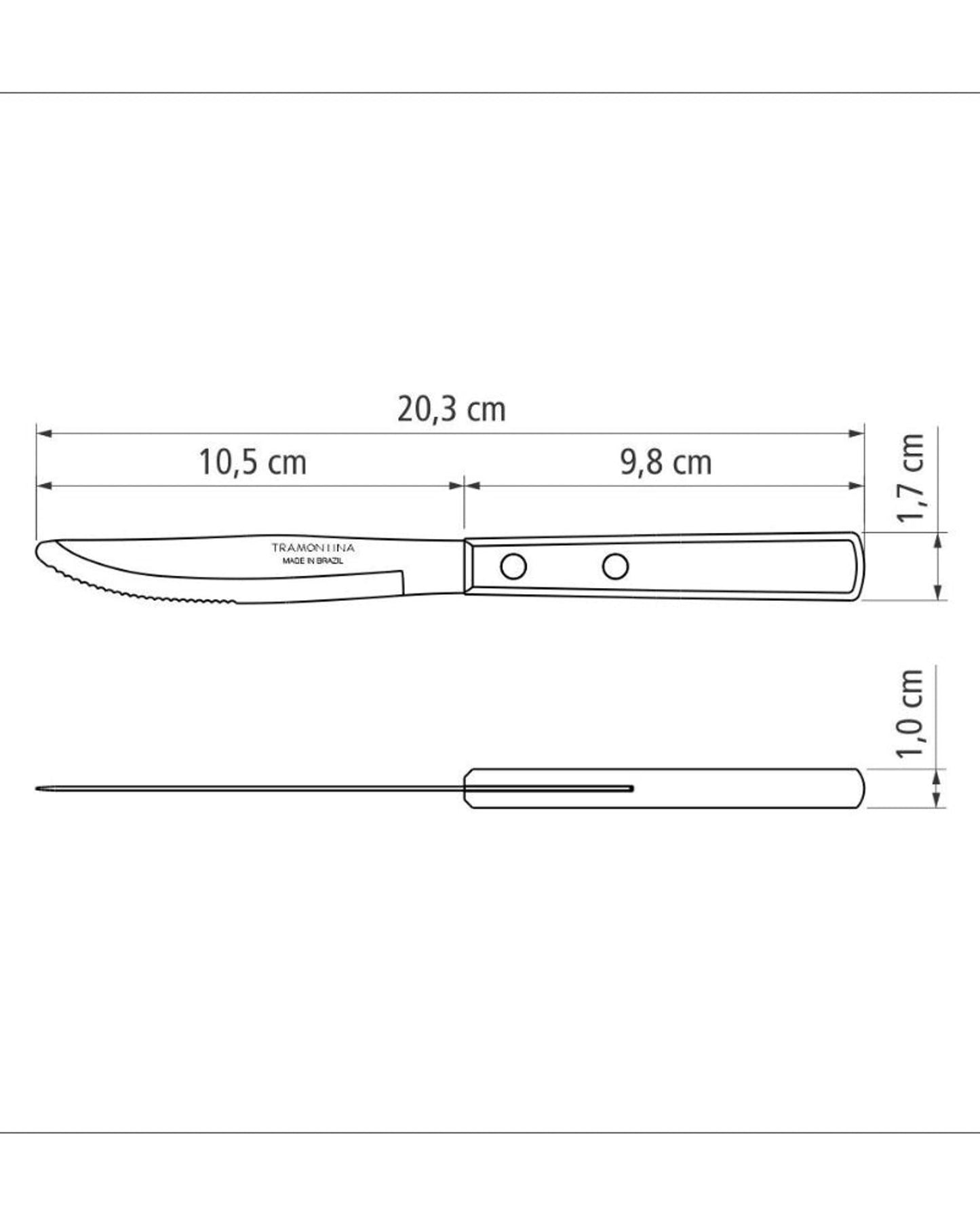سكين طاولة ترامونتينا بشفرة من الفولاذ المقاوم للصدأ ومقبض من خشب البوليوود الأحمر المعالج، 4 بوصات