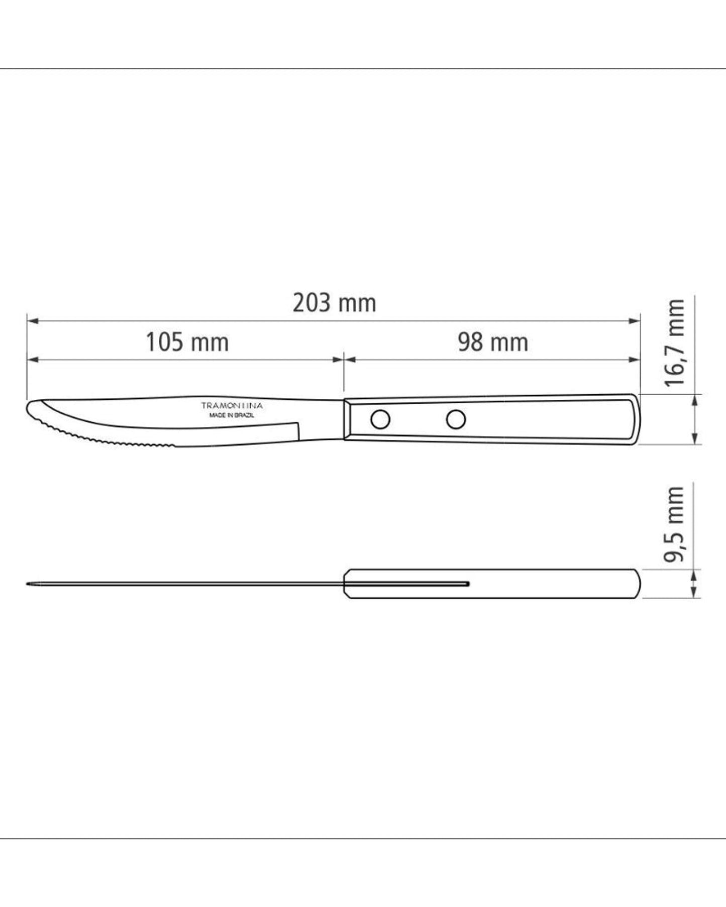 سكين طاولة ترامونتينا بشفرة من الفولاذ المقاوم للصدأ ومقبض من خشب البوليوود الأحمر المعالج، 4 بوصات
