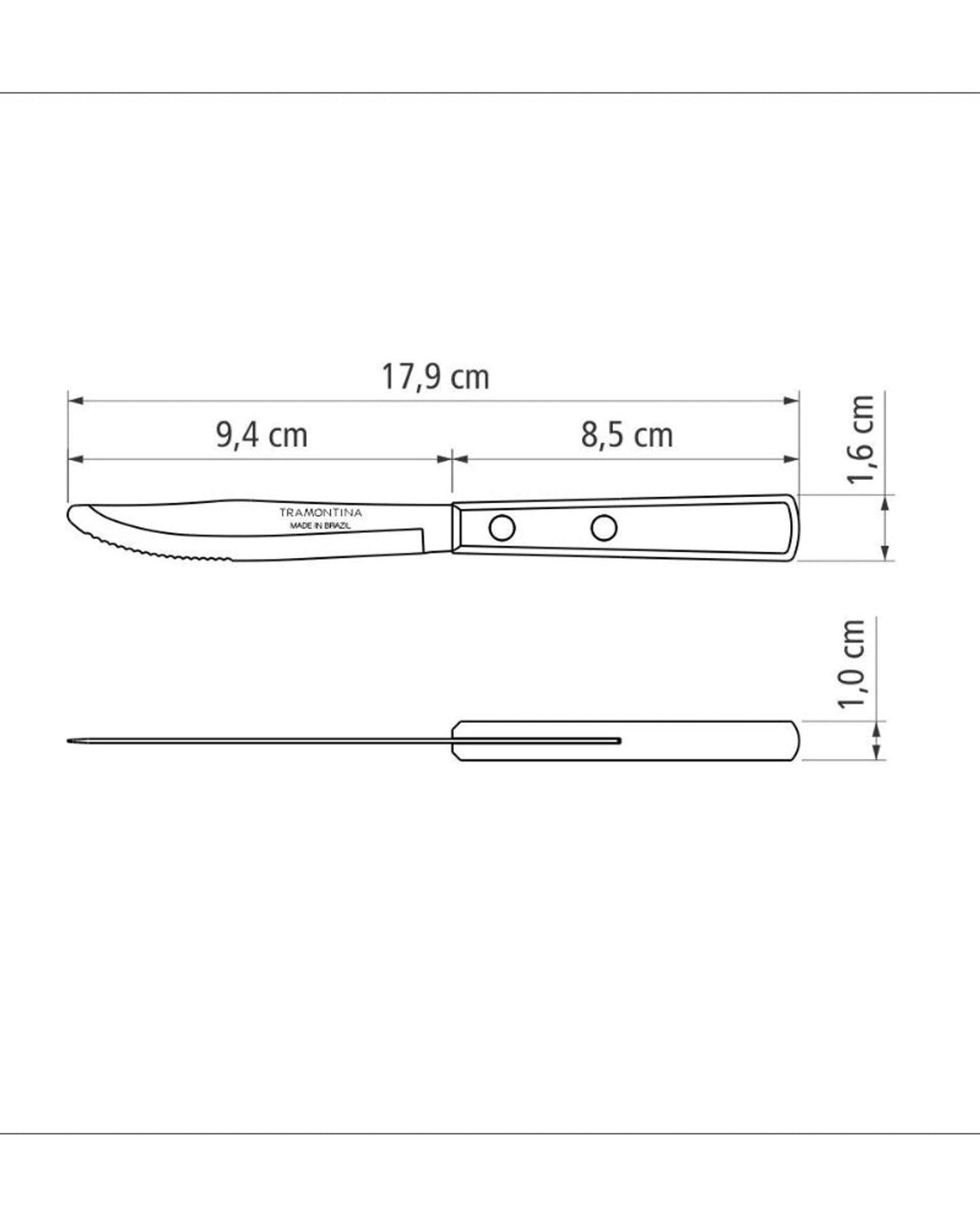 سكين حلوى ترامونتينا بشفرة من الفولاذ المقاوم للصدأ ومقبض من خشب البوليوود الأحمر المعالج، 3 بوصات