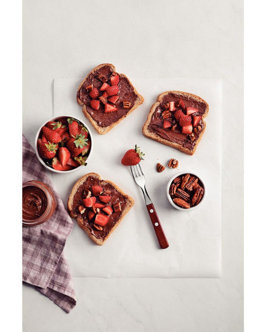 شوكة حلوى ترامونتينا ذات أسنان من الفولاذ المقاوم للصدأ ومقبض من الخشب المعالج بالبولي وود الأحمر