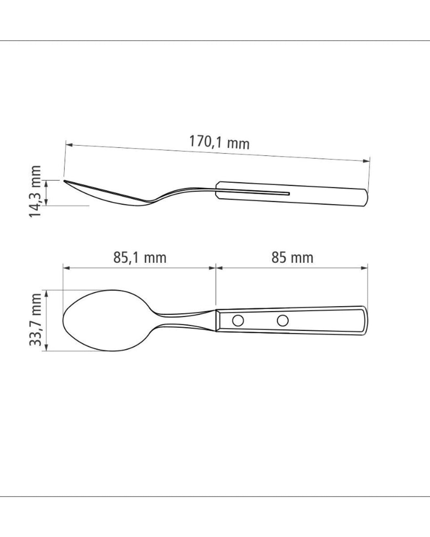 ملعقة حلوى ترامونتينا ذات وعاء من الفولاذ المقاوم للصدأ ومقبض من الخشب المعالج باللون البني