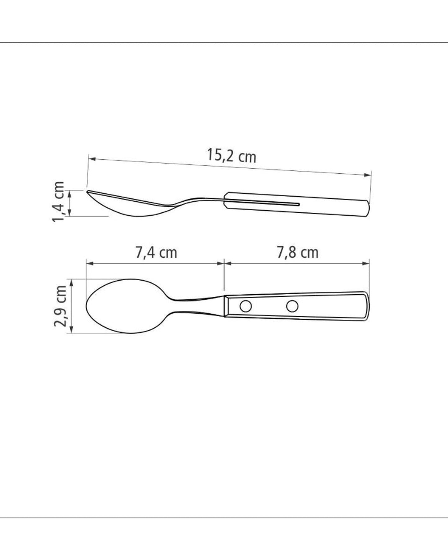 ملعقة شاي ترامونتينا ذات وعاء من الفولاذ المقاوم للصدأ ومقبض من خشب البوليوود البني المعالج