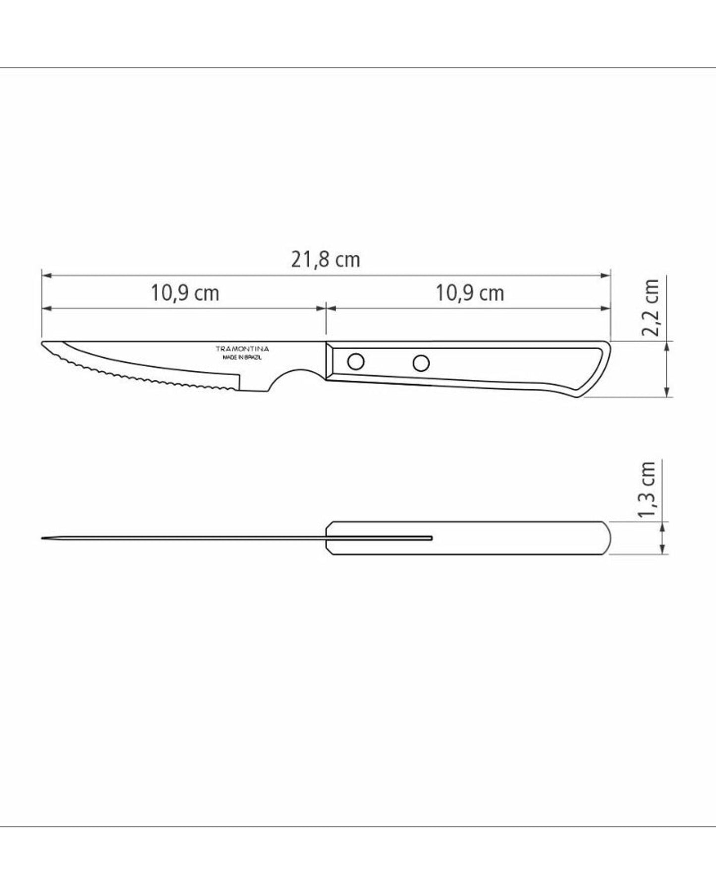 طقم كينفي ترامونتينا، 6 قطع، بشفرات من الفولاذ المقاوم للصدأ ومقابض من الخشب الأحمر المعالج