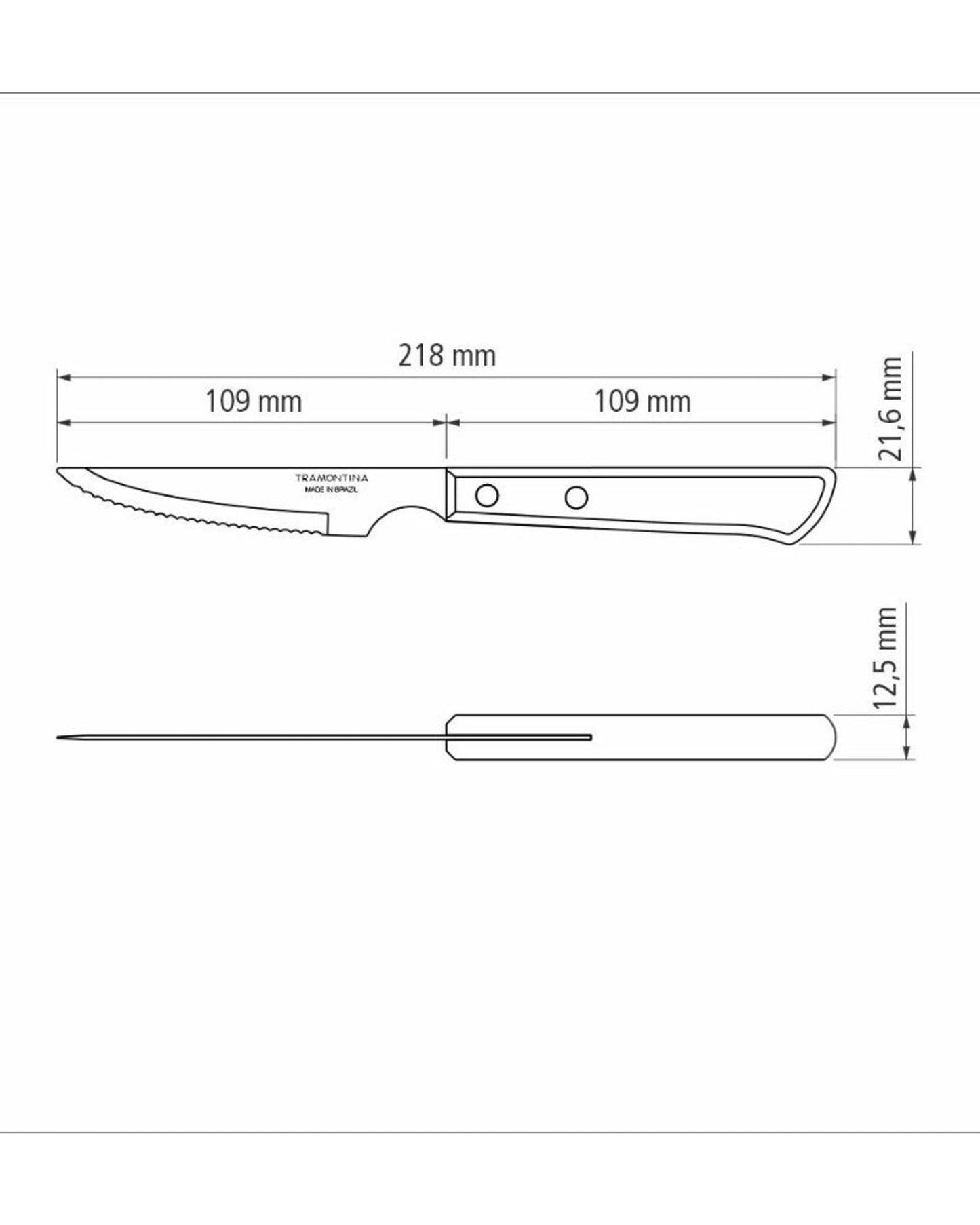 طقم كينفي ترامونتينا، 6 قطع، بشفرات من الفولاذ المقاوم للصدأ ومقابض من الخشب الأحمر المعالج