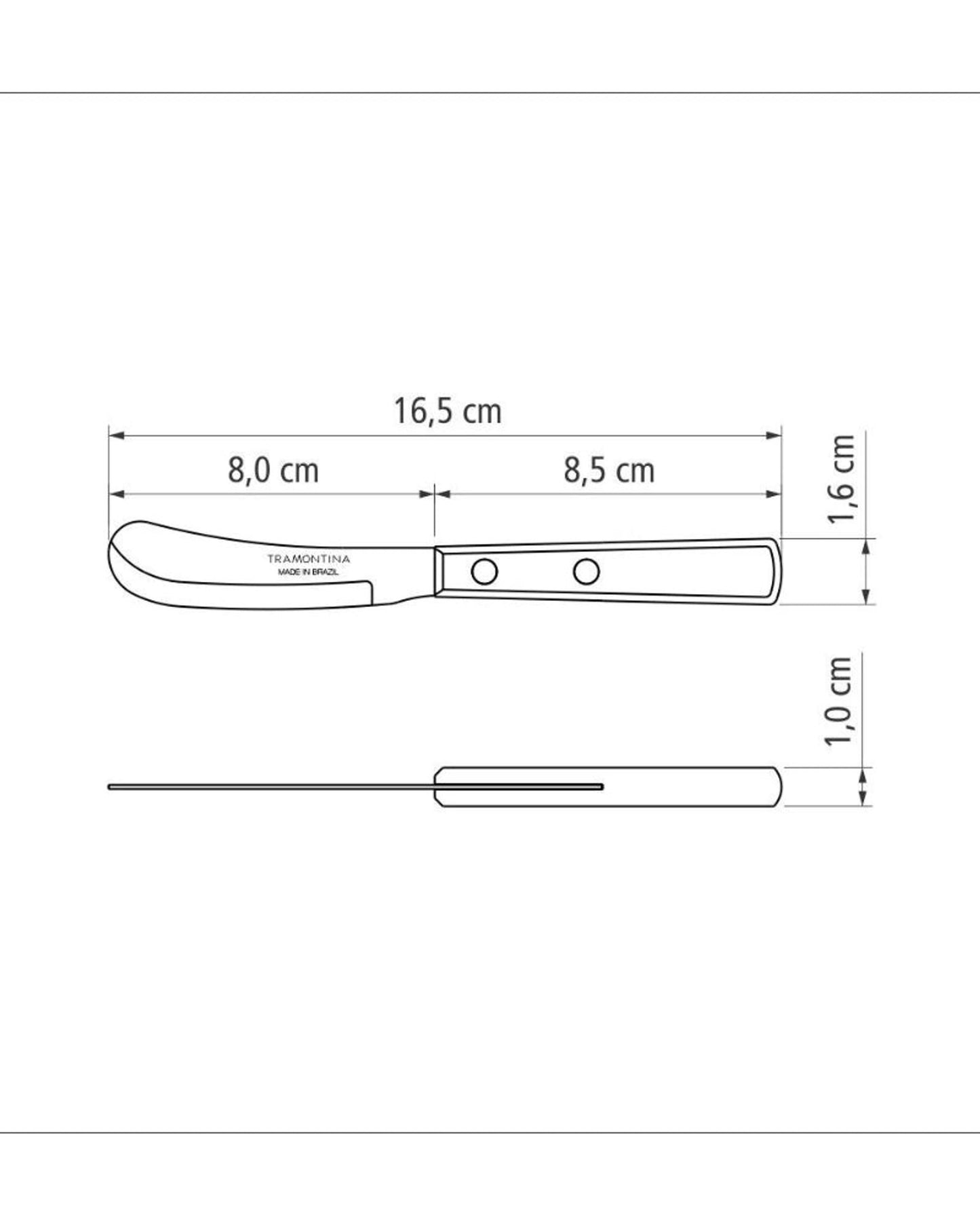 سكين زبدة ترامونتينا بشفرة من الفولاذ المقاوم للصدأ ومقبض من الخشب المعالج باللون البني (بولي وود) 3 بوصات