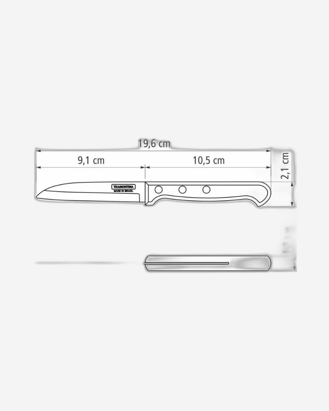 سكين ترامونتينا بولي وود 3 بوصة للخضراوات والفواكه بشفرة من الفولاذ المقاوم للصدأ ومقبض من الخشب المعالج باللون الأحمر