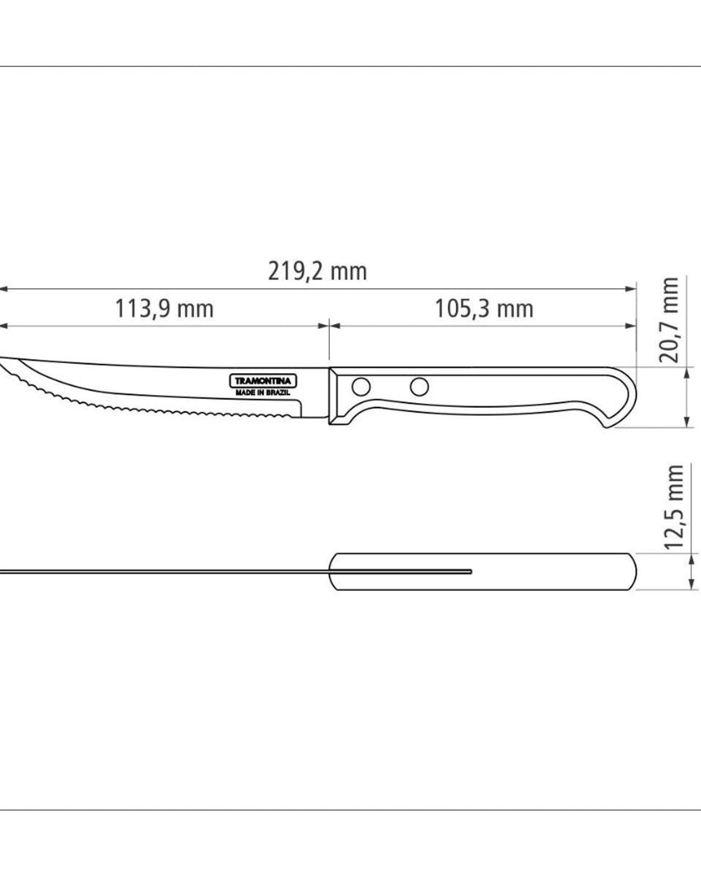 سكين ترامونتينا بولي وود 5 بوصة لتقطيع شرائح اللحم والفواكه بشفرة من الفولاذ المقاوم للصدأ ومقبض من الخشب المعالج باللون الأحمر