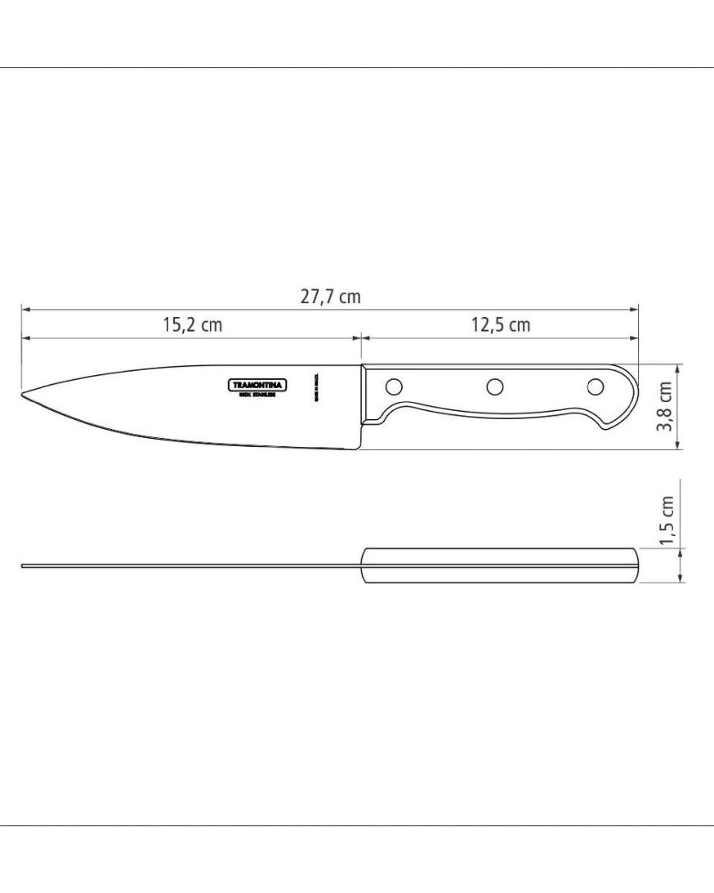 سكين طهاة ترامونتينا بولي وود مقاس 6 بوصات بشفرة من الفولاذ المقاوم للصدأ ومقبض خشبي أحمر