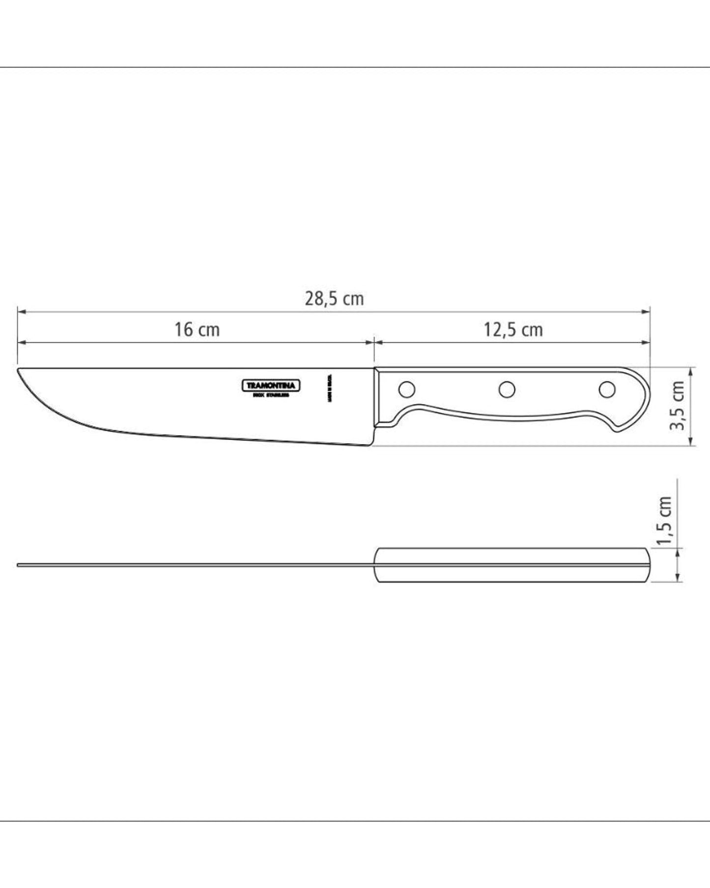 سكين مطبخ ترامونتينا بولي وود 6 بوصة بشفرة من الفولاذ المقاوم للصدأ ومقبض من الخشب المعالج باللون الأحمر