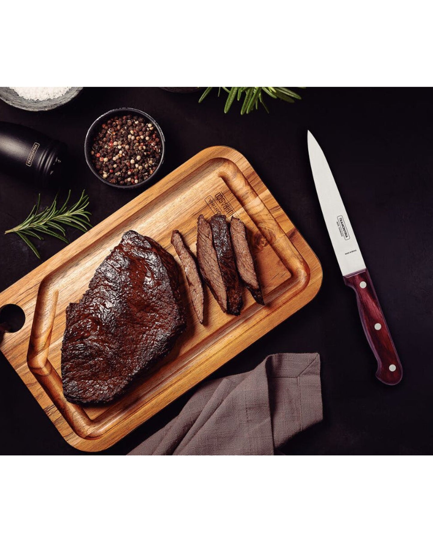 سكين ترامونتينا بولي وود متعدد الاستخدامات مقاس 6 بوصات بشفرة من الفولاذ المقاوم للصدأ ومقبض خشبي أحمر