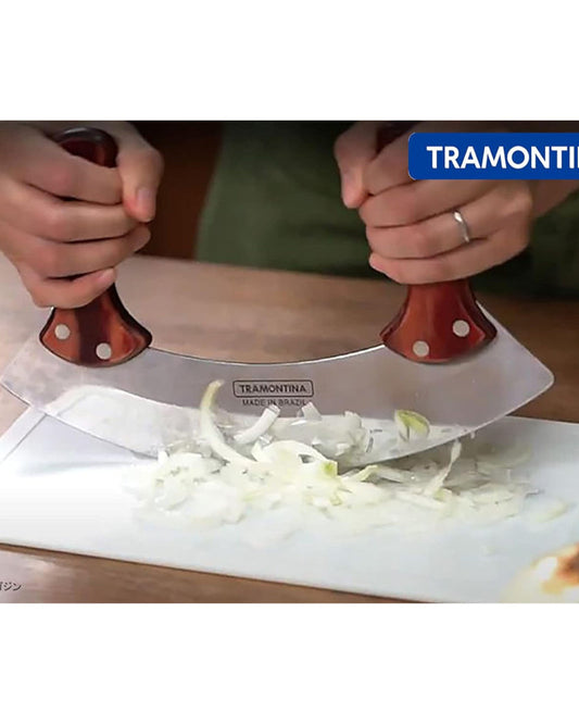 سكين تقطيع وتقطيع ميزالونا بوليوود من ترامونتينا برازيل مع شفرة من الفولاذ المقاوم للصدأ ومقبض أحمر معالج وآمن للاستخدام في غسالة الأطباق
