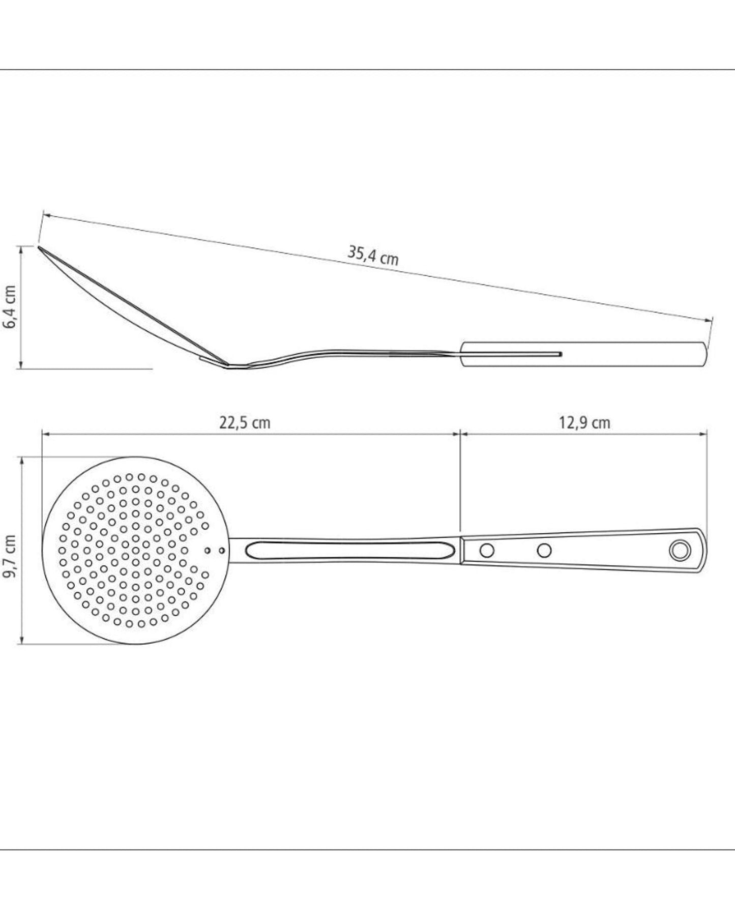 مغرفة ترامونتينا مزودة بمغرفة من الفولاذ المقاوم للصدأ ومقبض من خشب البولي وود الأحمر المعالج
