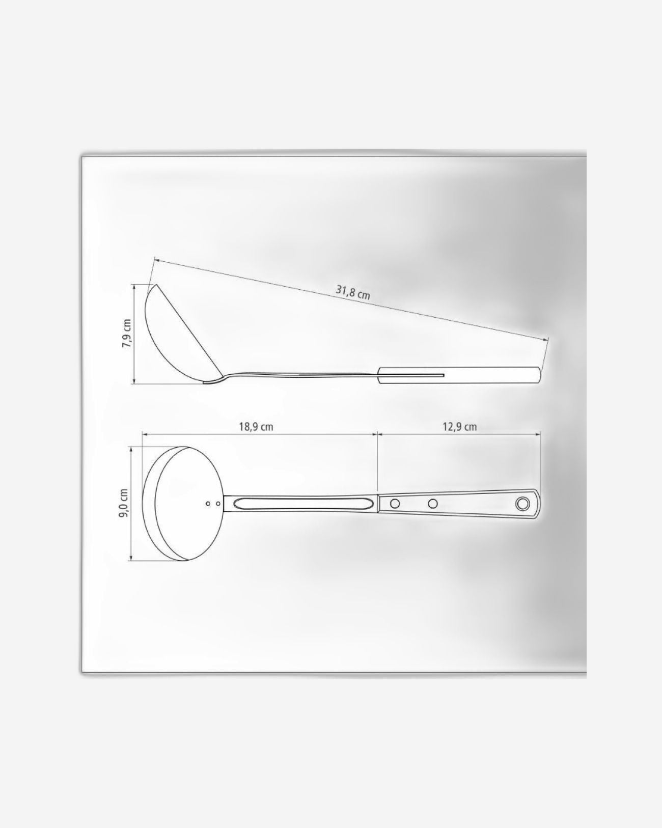 مغرفة ترامونتينا بشفرة من الفولاذ المقاوم للصدأ ومقبض من الخشب المعالج بالبولي وود الأحمر