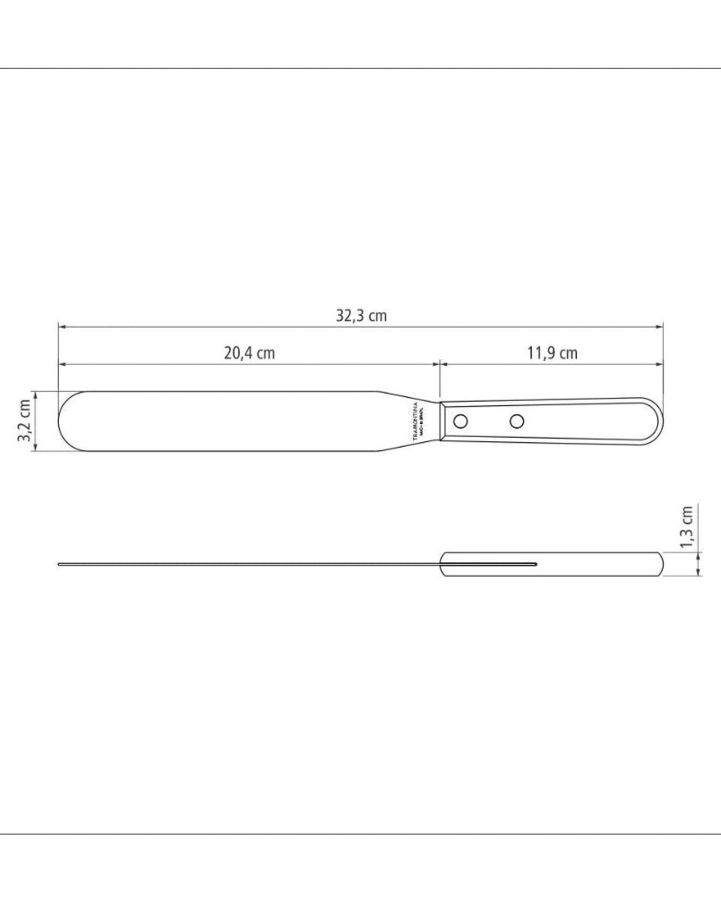 ملعقة ترامونتينا ذات تصميم جانبي بشفرة من الفولاذ المقاوم للصدأ ومقبض من خشب البولي وود الأحمر المعالج، طولها 8 بوصات