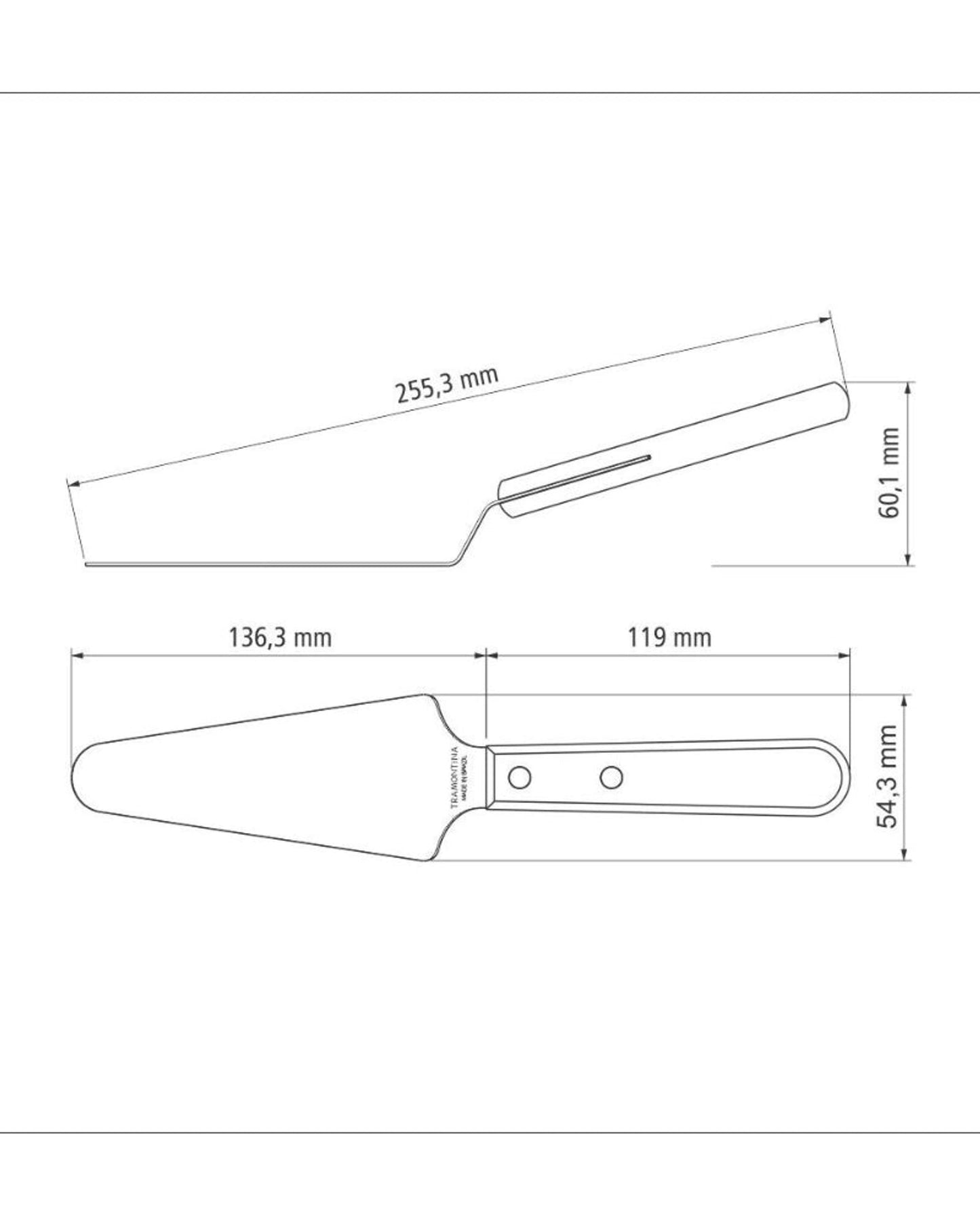 ملعقة كيك ترامونتينا بشفرة من الفولاذ المقاوم للصدأ ومقبض من خشب البولي وود الأحمر المعالج 5 بوصات