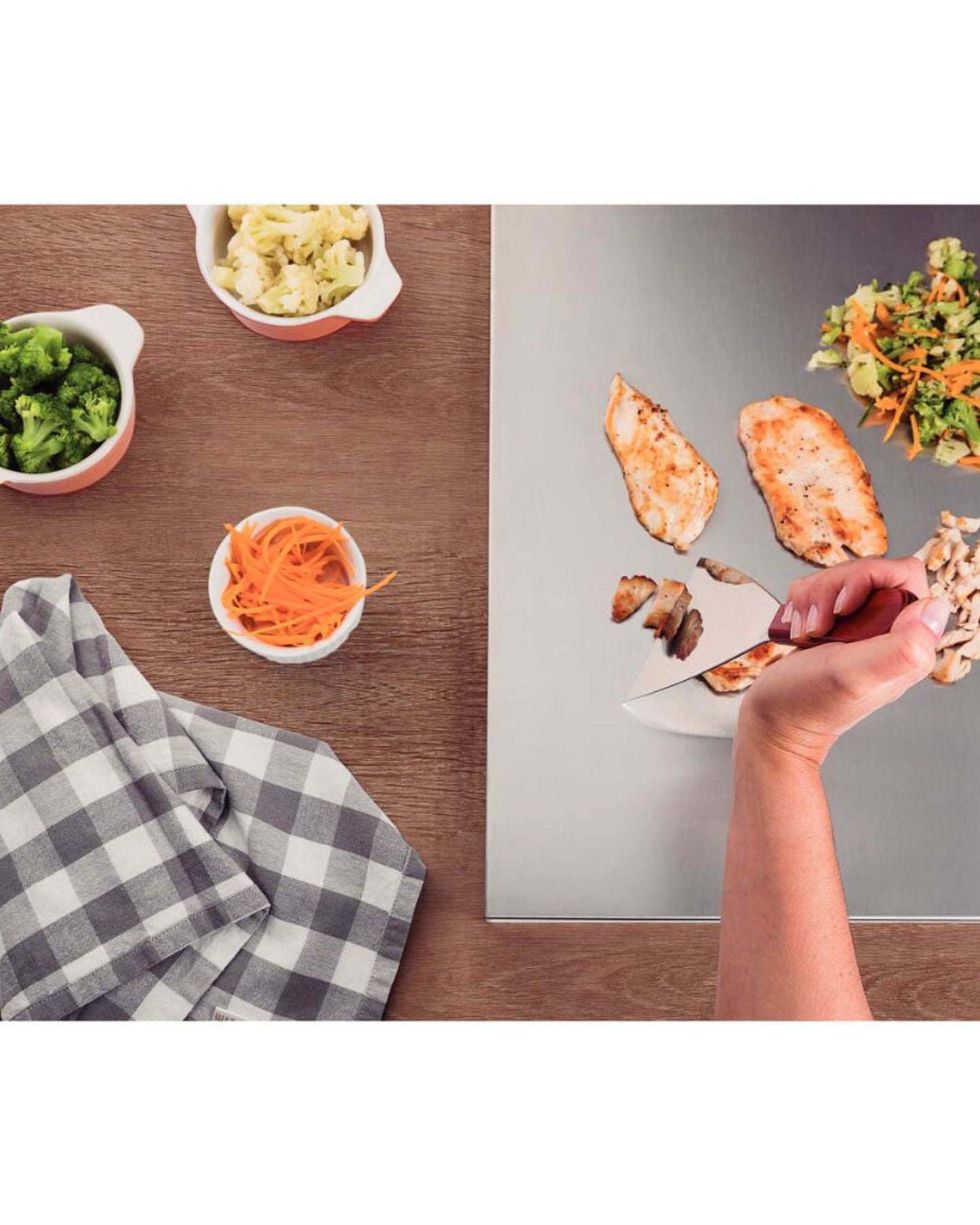 ملعقة كشط ترامونتينا بشفرة من الفولاذ المقاوم للصدأ ومقبض من خشب البولي وود الأحمر المعالج، 5 بوصات