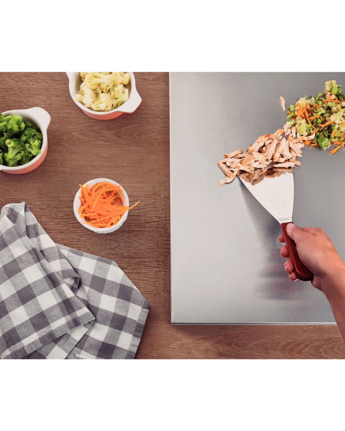 ملعقة كشط ترامونتينا بشفرة من الفولاذ المقاوم للصدأ ومقبض من خشب البولي وود الأحمر المعالج، 5 بوصات