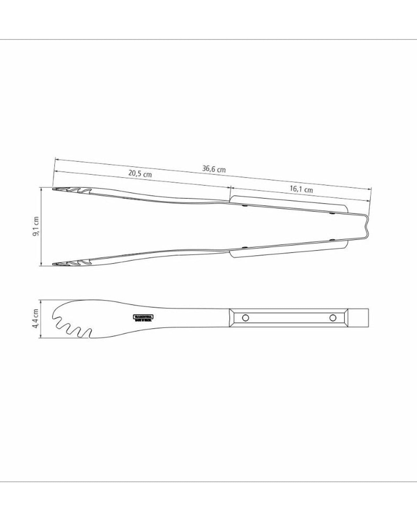 ملقط لحم تشوراسكو من ترامونتينا بمقبض من الفولاذ المقاوم للصدأ ومقبض من الخشب البني المعالج
