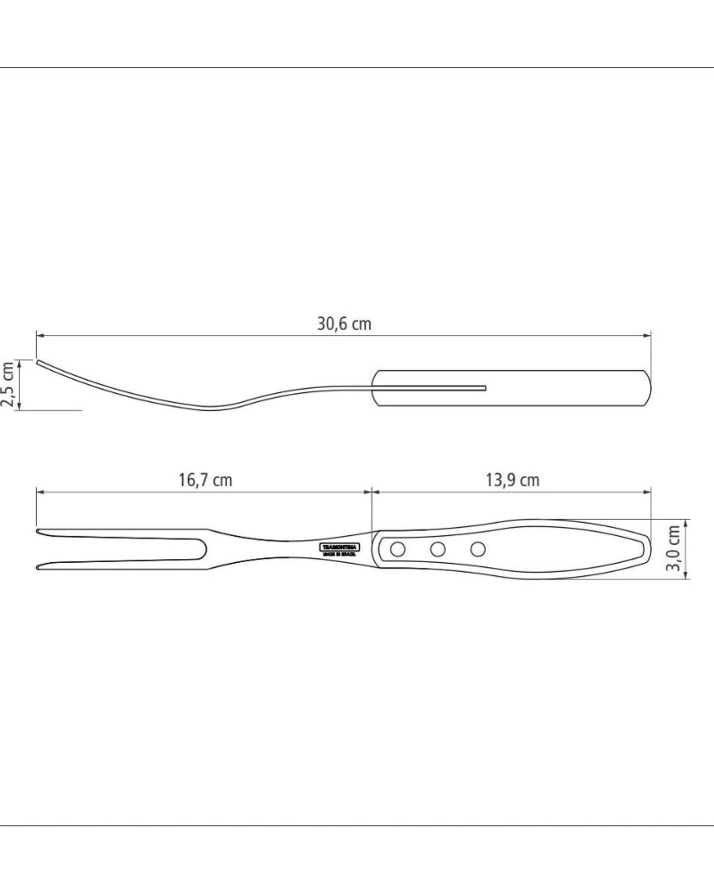 شوكة تقطيع لحم تشوراسكو من ترامونتينا بشفرة من الفولاذ المقاوم للصدأ ومقبض من خشب البولي وود الأحمر المعالج