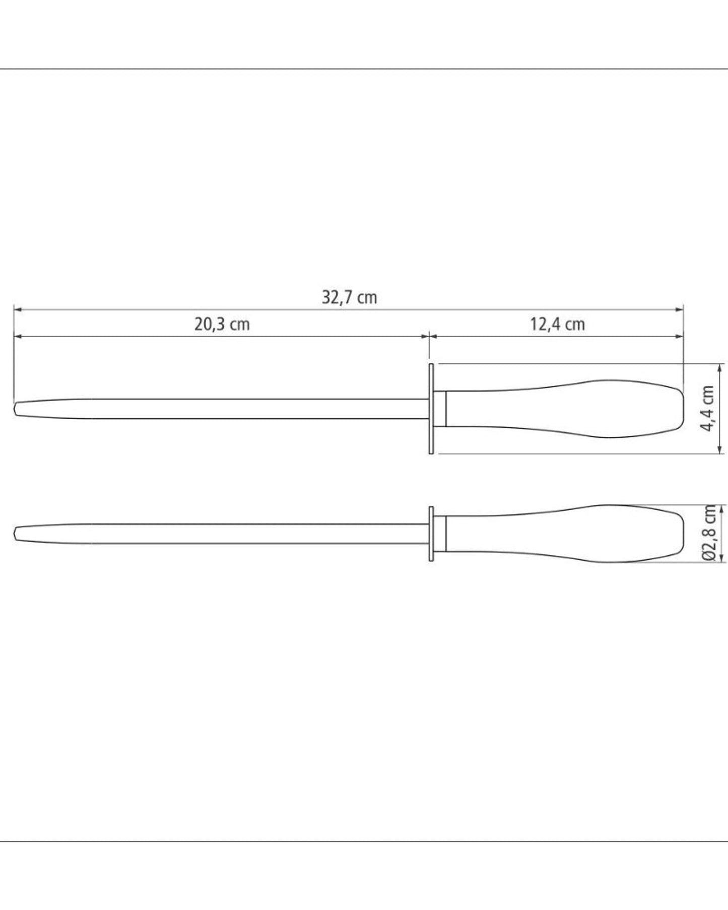 فولاذ شحذ من فولاذ كربوني مطلي بالكروم من ترامونتينا بمقبض من خشب البولي وود البني